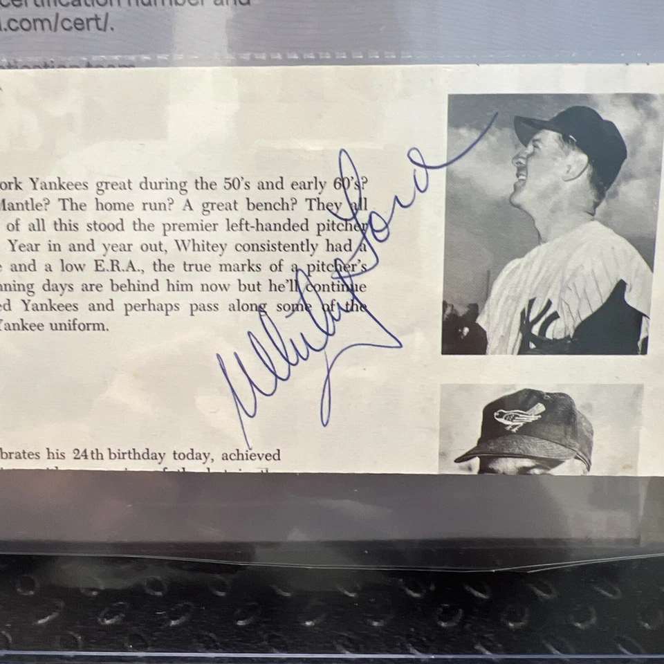 Whitey Ford New York Yankees Signed Program Page PSA/DNA Auto Grade 10 💎 - Image 3 of 4