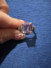 Vtg Sterling Silver 925 Amethyst Cushion Cut Cocktail Ring, Size 9.5