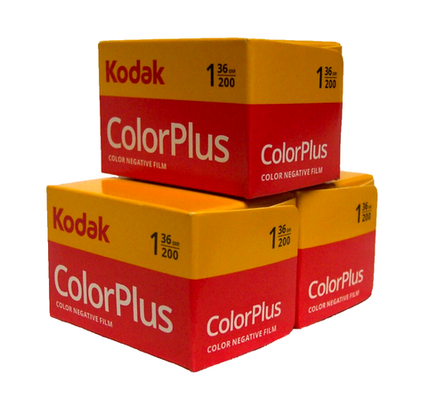THREE PACKS of KODAK COLOR PLUS 200 36exp COLOUR FILM - Dated 07/26