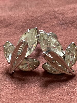 Jay flex Signed 925 vintage sterling silver Rhinestone Screwback Earrings