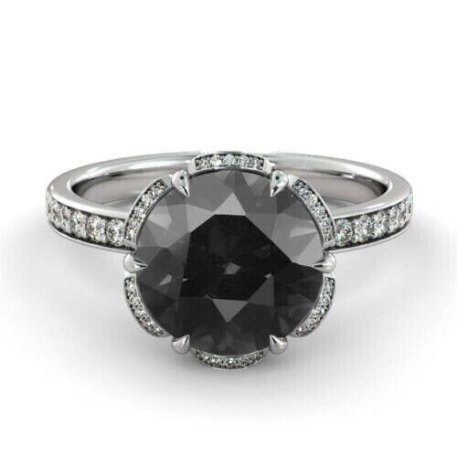 Bague Or 18k Diamants Blancs & Noirs 0.80ct - Taille 54 Cluster 6.06g Occasion
