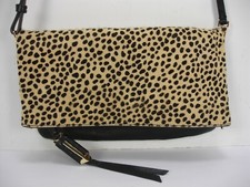 Covet Stella & Dot Crosby Leopard Print Calf Hair Crossbody Shoulder Bag Clutch 