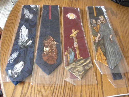Ties Renaissance Handmade Jesus Cross Pray Thorns Religious Church Lot Of 4 New