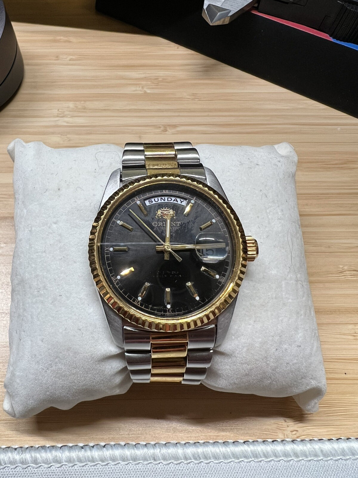 Orient President DayDate Automatic Black Dial 2Tone Watch EV030000BY