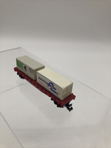 Vtg N-scale #7021 Model Power CP Rail Flat Car - Atlantic & CP Containers w/ Box - Picture 8 of 10