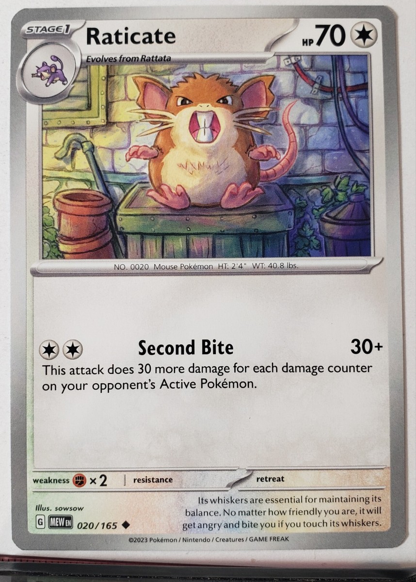 Raticate 020/165 NM / M - 151 Scarlet Violet Pokemon Card - Sowsow