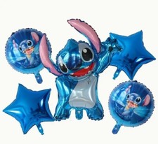Globos de papel aluminio para fiesta de cumpleaños Stitch Disney de 18" estrellas y un globo de puntada de 24"