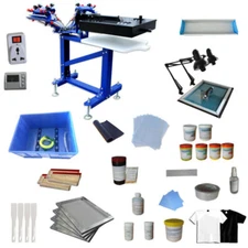 3Color 1 Station Printer Floor Type Screen Printing Kit  with Rotary Flash Dryer