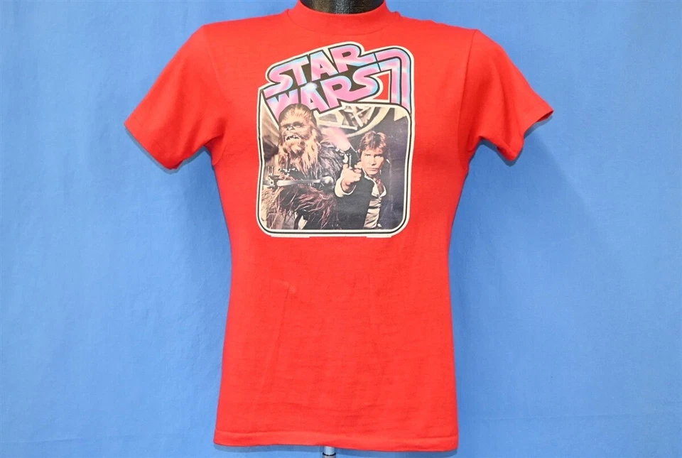 vintage 70s STAR WARS A NEW HOPE CHEWBACCA HAN SOLO SCI FI FILM t-shirt YOUTH XL - Imagem 2 de 4