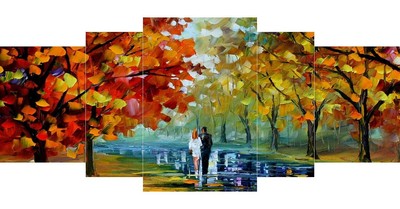 Couple Modern Art UV Textured Home Decorative Panel Painting 42 X 18 In Set of 5
