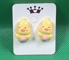 Girls Adorable Cute Yellow Baby Duck Cartoon Resin Stud Earring Set