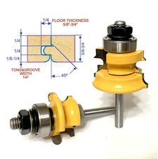 2 pc 1/4" shank Wood 5/8"-3/4" Floor with Nail Slot Router Bit Set S
