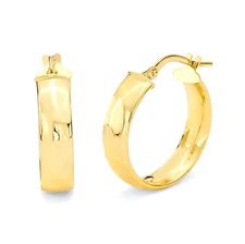 Wellingsale 14k Yellow Gold 5mm Basic Hollow Hoop Earrings (18 x 18 mm)