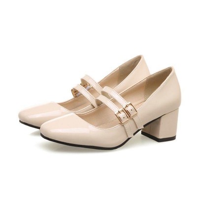 Women Patent Leather Ankle Strap Block Heel Mary Jane party