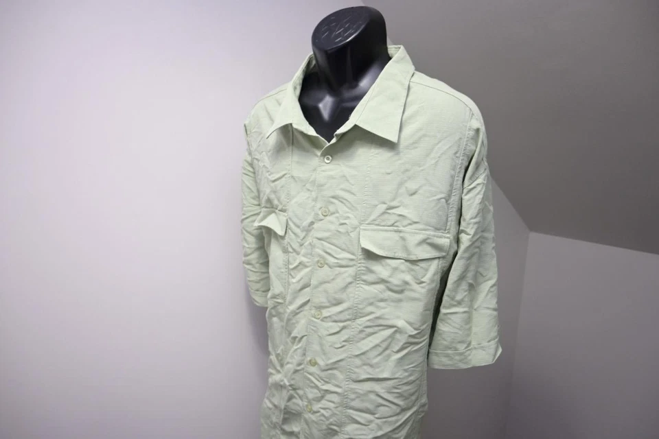Cubavera Hawaiian Button Up Camp Shirt Rayon-Poly Green Mens Size 4XLT 4XL TALL - Image 3 of 4