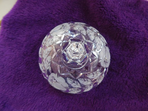 Antique Etched & Frosted Roses Glass Candy dish LID ONLY 6.25" - Picture 6 of 7