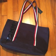 Tommy Hilfiger Women's Signature Large Tote Bag Purse Navy/Red/White NWT