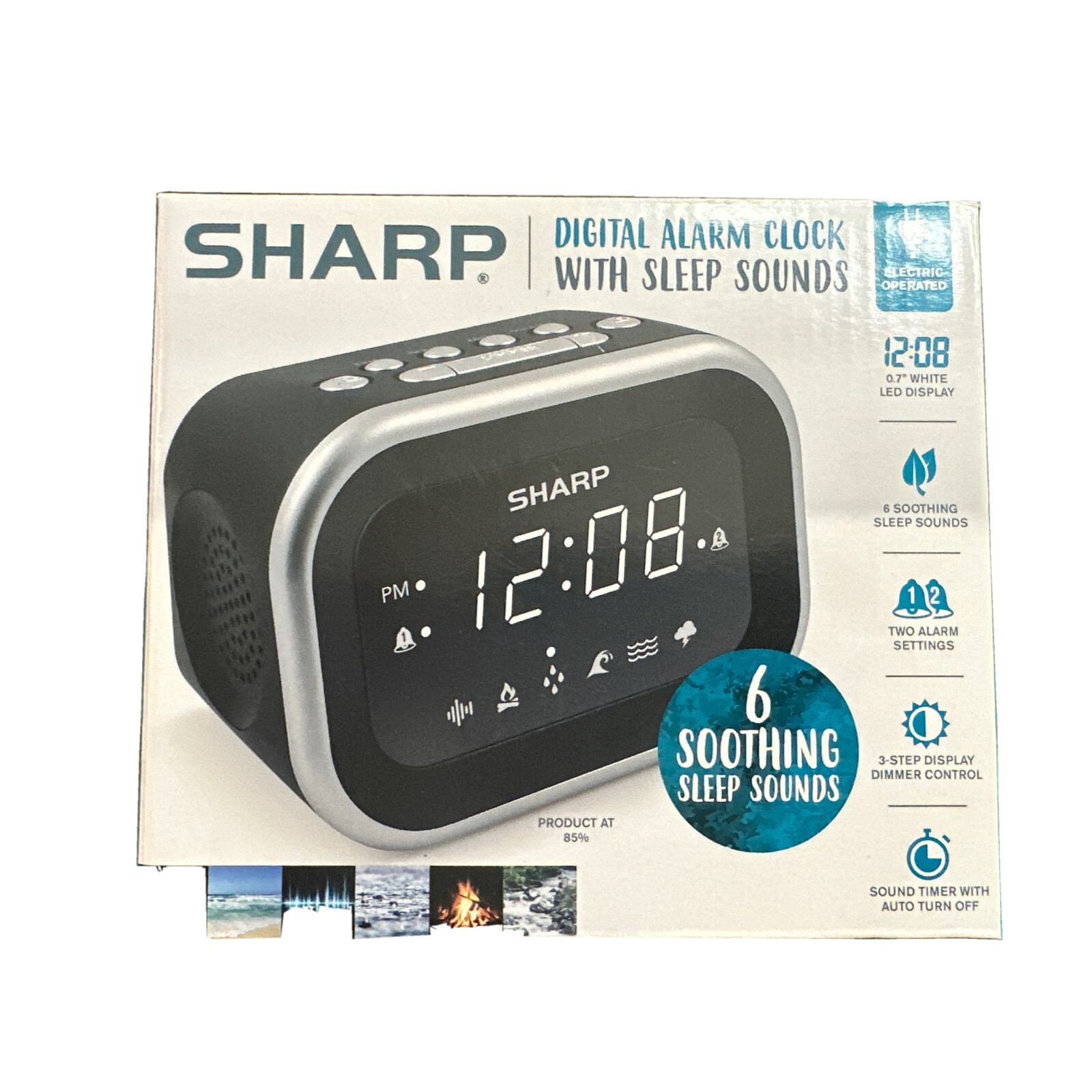 NEW Sharp LED Alarm Clock With 6 Soothing Nature Sleep Sounds & Dual