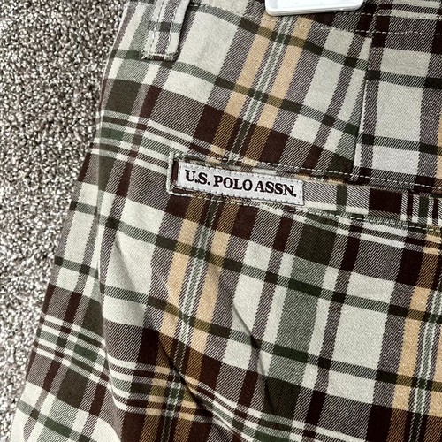 US Polo Assn. Chino Shorts Men's 38 Multicolor Plaid 100% Cotton Slash Pockets - Picture 7 of 9