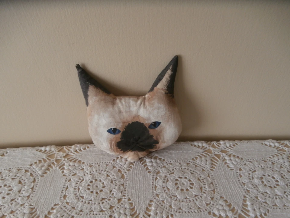 Primitive Siamese Cat Mini Pillow~Shelf Sitter~OOAK~Handcrafted~Unique~Country - Image 3 of 4