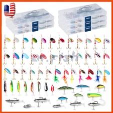 60X Fishing Lures Metal Spinner Baits Tackle Crankbait Trout Spoon Rooster Tail