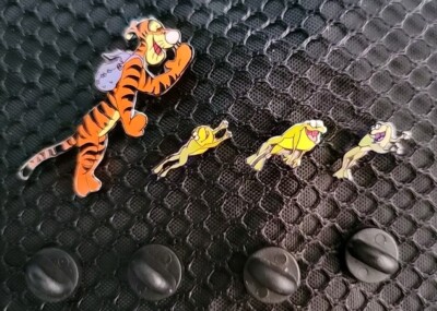 DISNEYLAND RESORT BOUNCING TIGGER WITH 3 LEAPING FROGS PIN SET