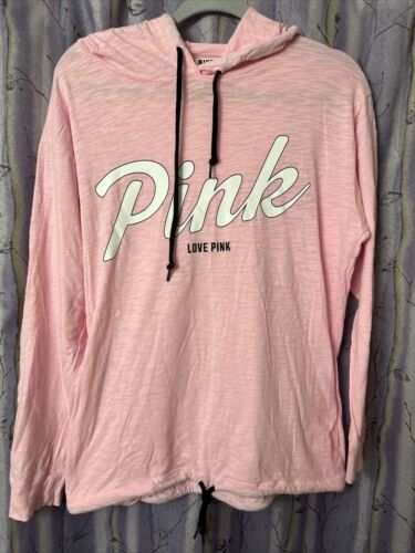 PINK Victoria’s Secret Small Thin Hoodie Sweater Sweatshirt Love Pink - Picture 1 of 4