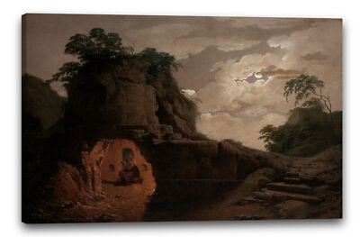 Kunstdruck Joseph Wright - Virgils Grab im Mondlicht, mit Silius Italicus bei d