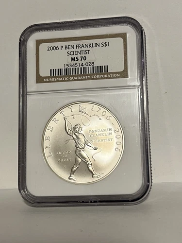 2006-P S1$ Ben Franklin Scientist Commemorative Silver Dollar NGC MS 70 Top Pop