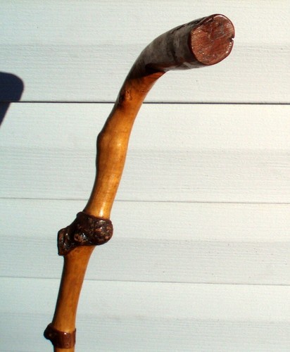 PRIMITIVE ANTIQUE KNOTTED WOOD WALKING STICK CANE - Picture 6 of 13