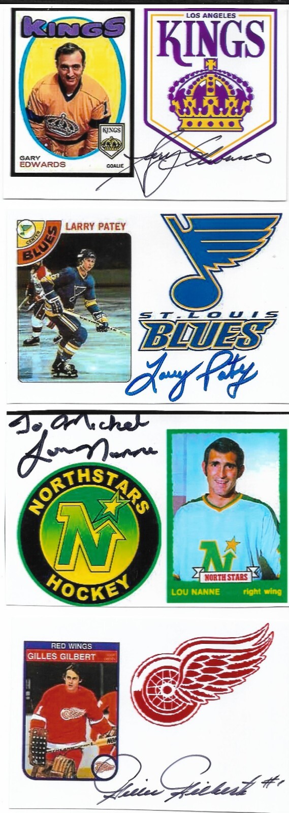 4 PLAYERS (see DESCRIPTION Below for NAMES) Autograph 2X3 Hockey Index