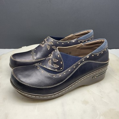 L Artiste Burbank Clogs Spring Step Womens Size 8-8.5 EU-39 Blue Brown Leather