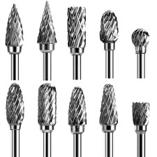 10 Pcs Double Cut Carbide Rotary Burr Set 1/8 Inch Shank
