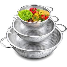 Colander Set of 3, Stainless Steel Micro-Perforated Colanders Strainers