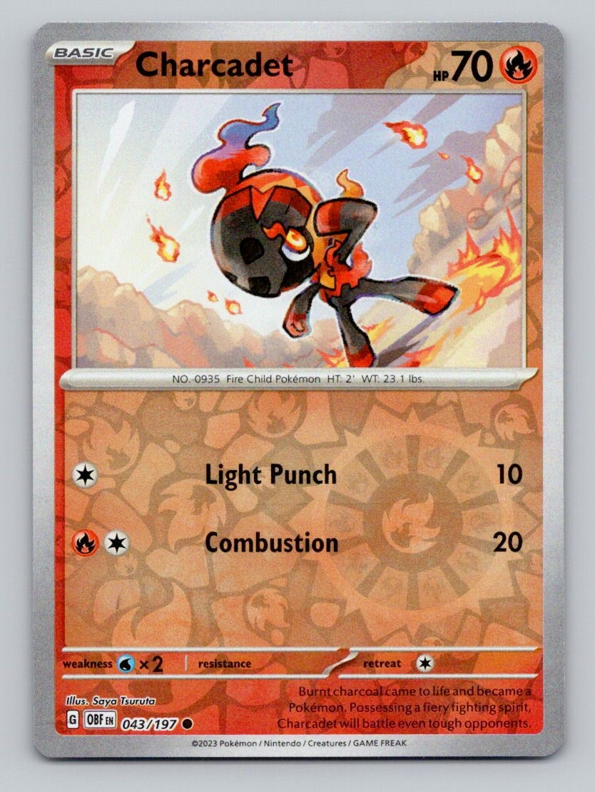 Charcadet 043/197 Common Obsidian Flames Pokemon Reverse Holo Near Mint