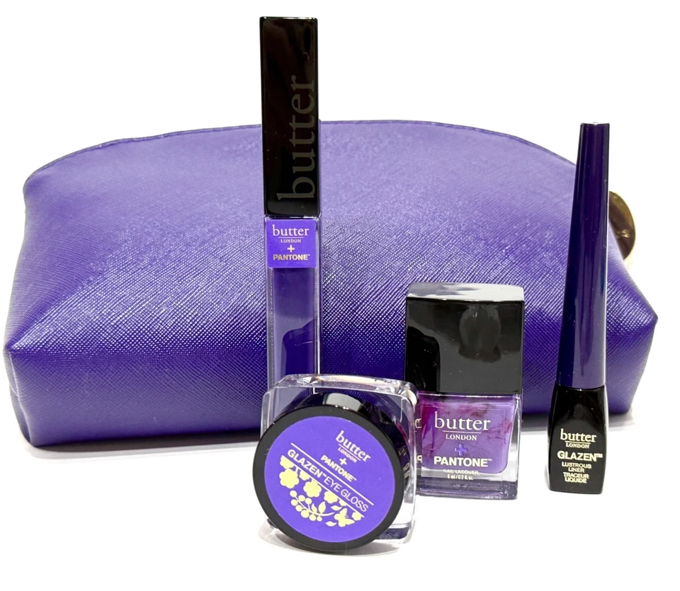 BUTTER LONDON x PANTONE Color del Año ULTRAVIOLETA Juego de 4 + Bolsa NUEVO Foto 2 de 4