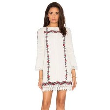 Alice + Olivia mini boho SM embroidered riska white scandi folk art cottagecore
