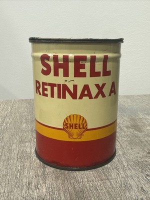 Vintage Shell Retinax A Grease Tin 1lb Motor Gas Oil  Advertising Half Full