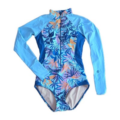 Coolibar Swimsuit Escalante High Neck Long Sleeve Womens Sz Small UPF 50+ Floral
