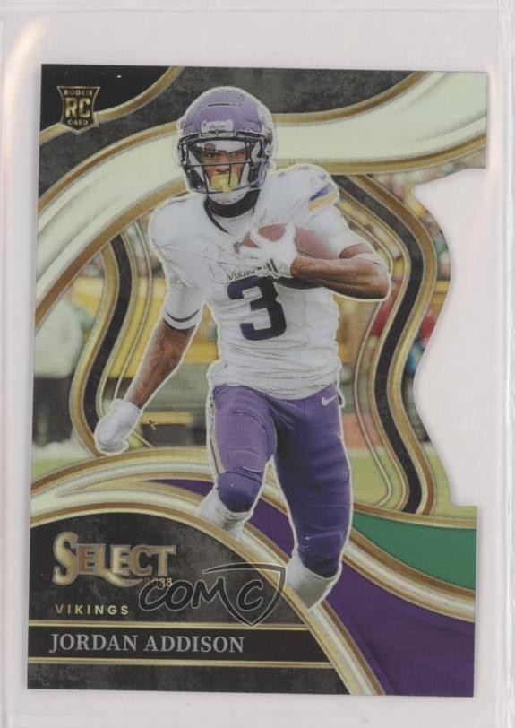 2023 Panini Select Club Level Black & Green Prizm Die-Cut Jordan Addison 09x3