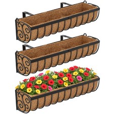 VOXOR Railing Planter Boxes, 30 Inch Window Boxes Planters, 30 Inch, Black