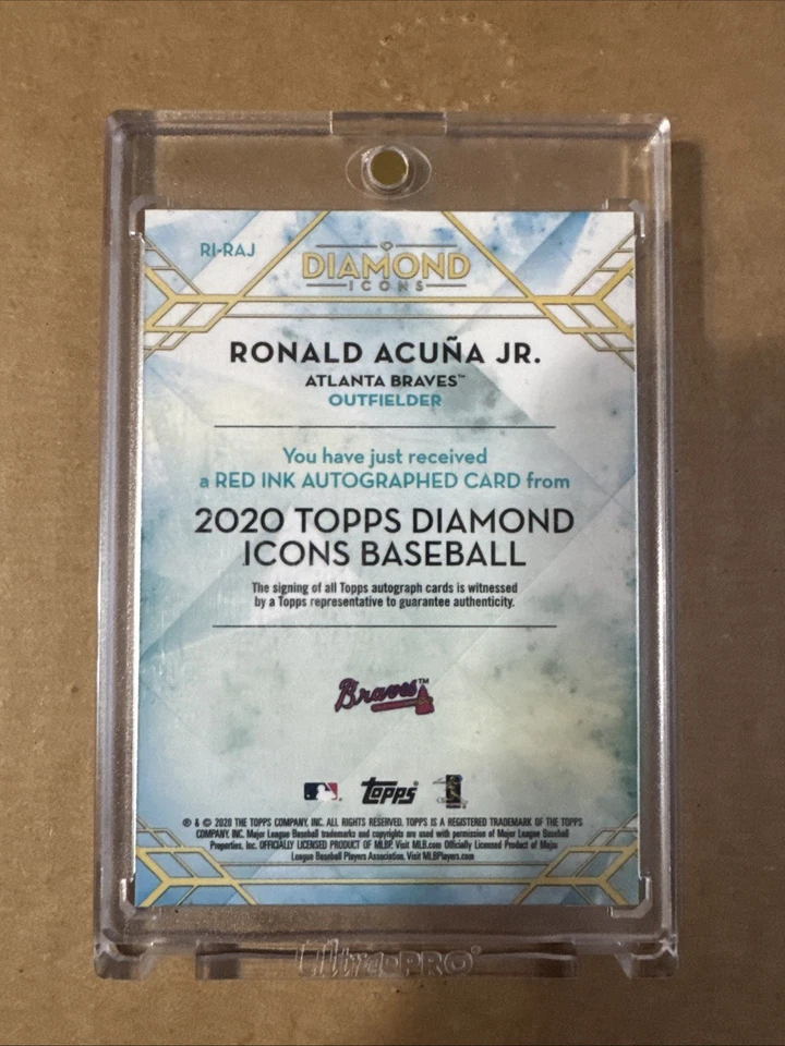 2020 Topps Diamond Icons Baseball Ronald Acuna Jr On Card Auto Red 1/5 - Image 2 of 3