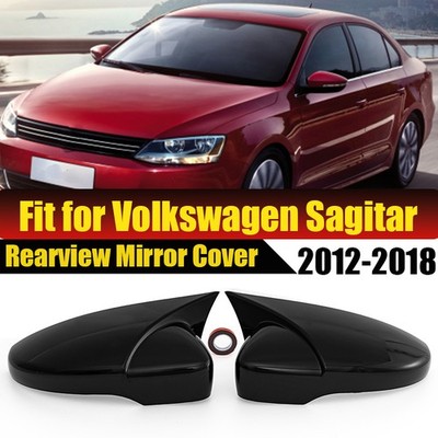 Black Side Wing Mirror Cover Caps For VW  MK6 Passat B7 Scirocco CC Eos 2009-16
