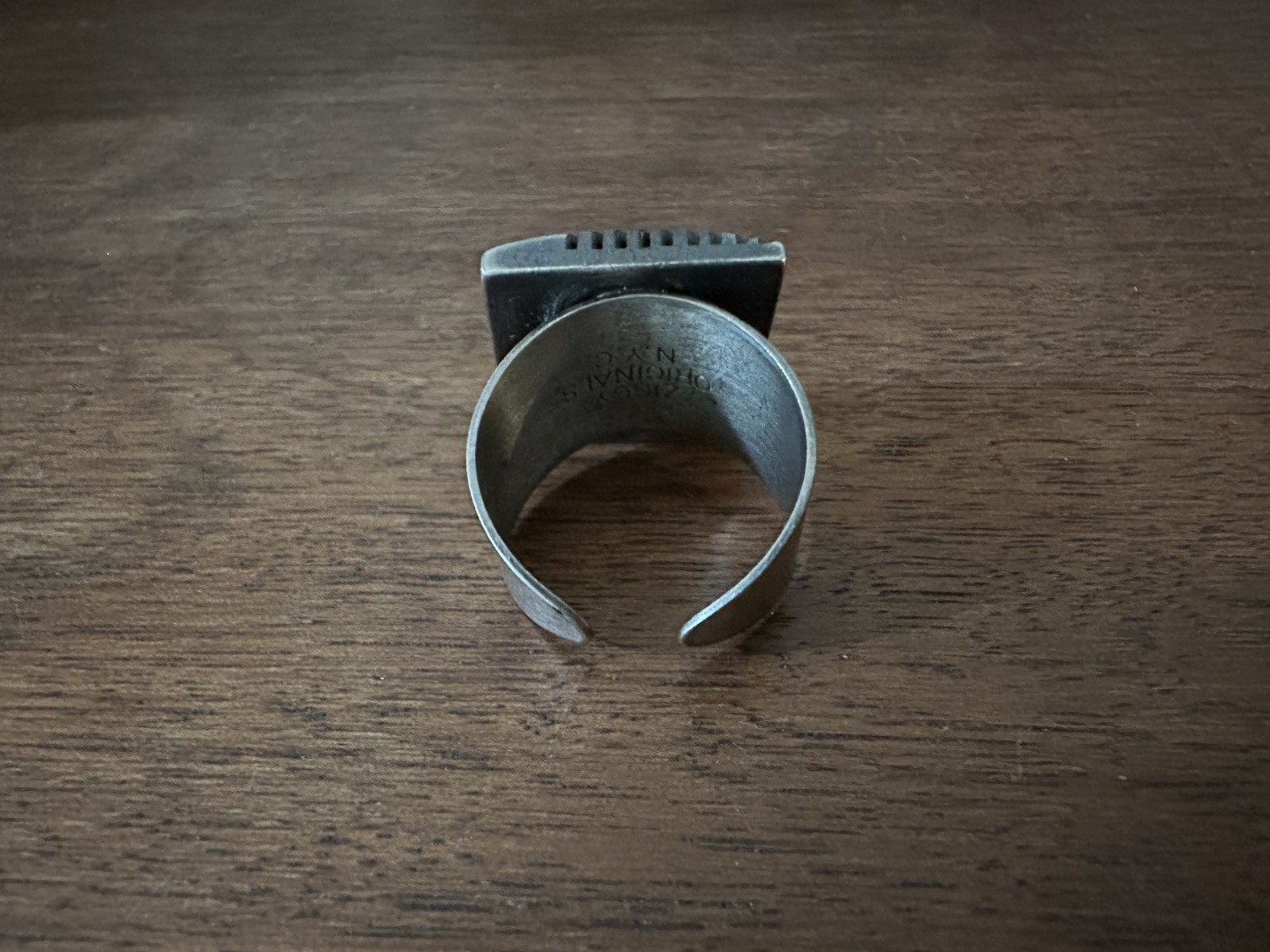 Adjustable Silver Tone Geometric Statement Ring S… - image 2