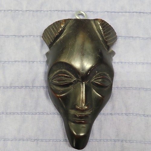 African Style Carved Wooden Mask Wall Mounted Decorative Brown Black