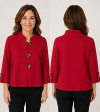Willow 100 Cotton Red Button-Front Blazer Crop Jacket Size XL