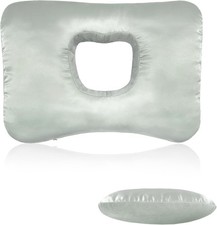 Ear Piercing Pillow for Side Sleepers Satin Cotton Washable Adjustable