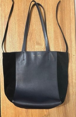 CELINE Cabas Phantom Vertical Shopper Tote Bag Navy Leather Used Authentic Used