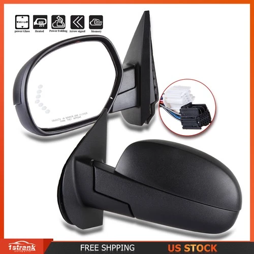Power Fold Memory Heated Puddle light Arrow Signal Mirrors Fits 07-14 Chevy GMC