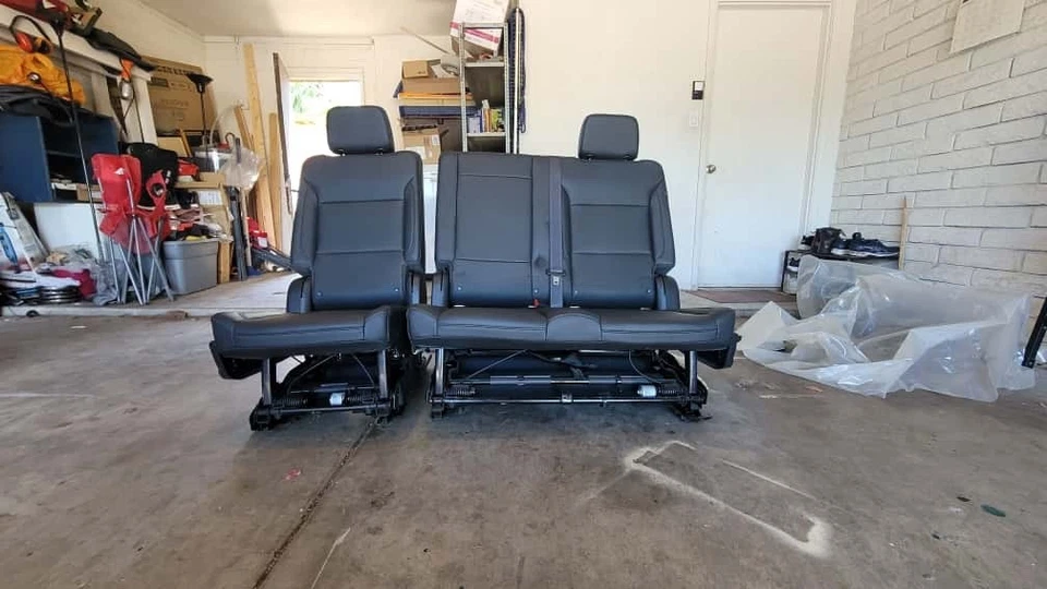 2021-2025 Chevrolet Tahoe Black Leather 3rd Row Seats - Image 2 of 4